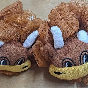 Two Texas Longhorns Plush Bath Wash Sponge loofahs Mascot Wear